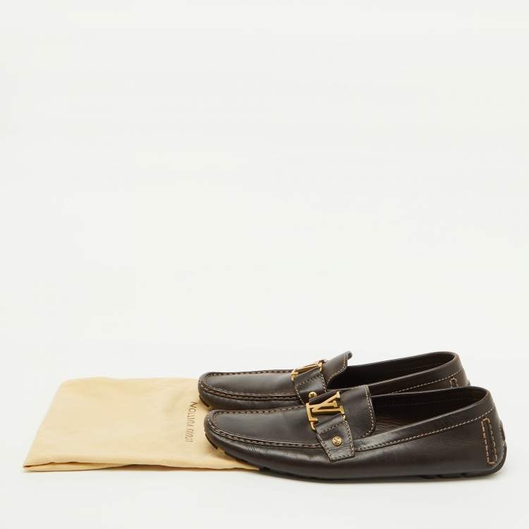 مملوكة مسبقًا Louis Vuitton Dark Brown Leather Monte Carlo Loafers Size 44
