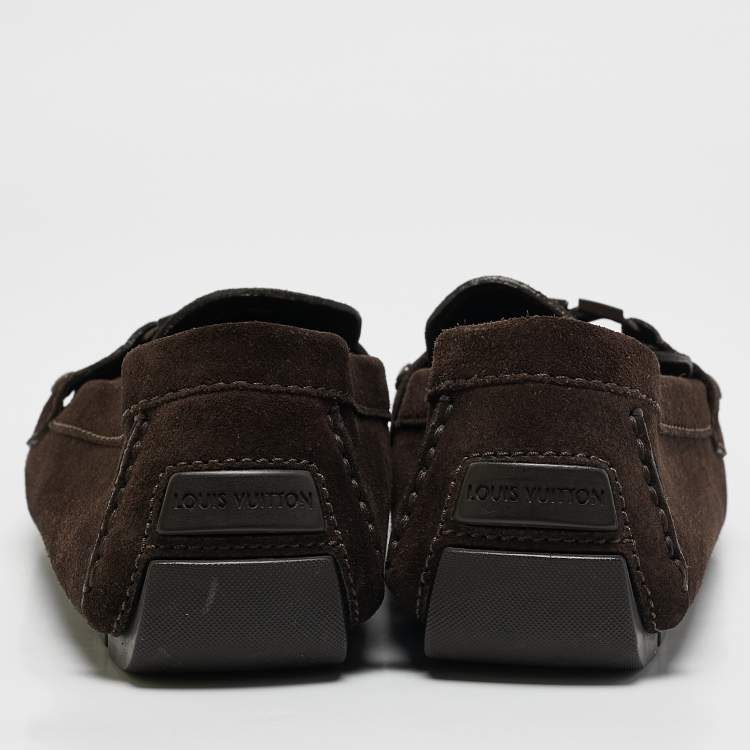 مملوكة مسبقًا Louis Vuitton Brown Suede Monte Carlo Slip On Loafers Size 42.5
