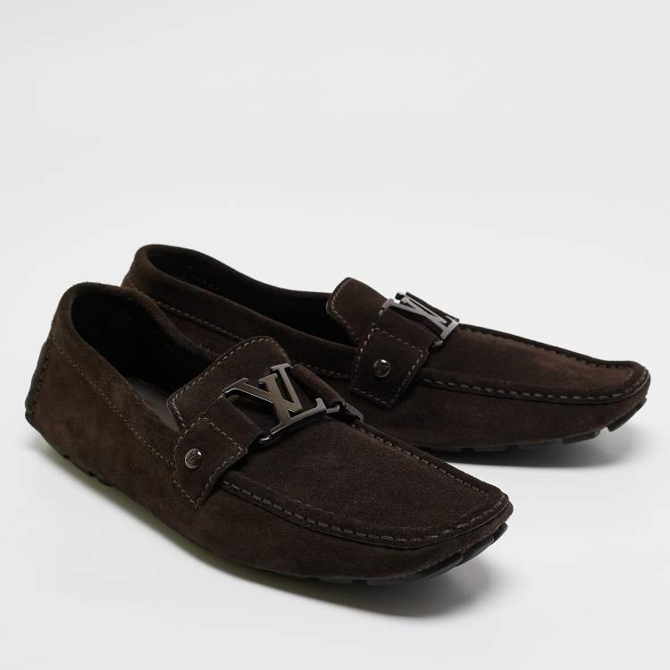 مملوكة مسبقًا Louis Vuitton Brown Suede Monte Carlo Slip On Loafers Size 42.5