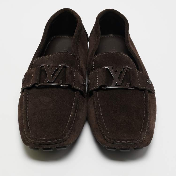مملوكة مسبقًا Louis Vuitton Brown Suede Monte Carlo Slip On Loafers Size 42.5