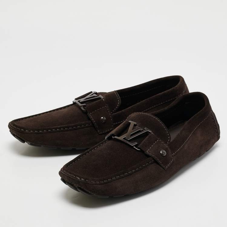 مملوكة مسبقًا Louis Vuitton Brown Suede Monte Carlo Slip On Loafers Size 42.5
