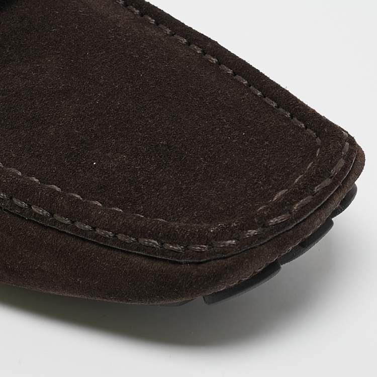 مملوكة مسبقًا Louis Vuitton Brown Suede Monte Carlo Slip On Loafers Size 42.5