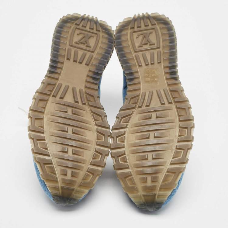 Pre Owned Louis Vuitton Blue Denim Run Away Lace Up Sneakers Size 41