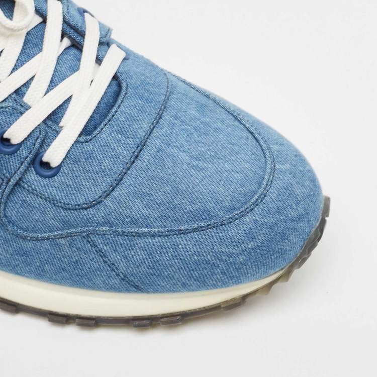 Pre Owned Louis Vuitton Blue Denim Run Away Lace Up Sneakers Size 41