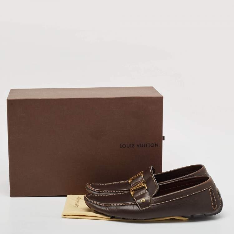 Pre Owned Louis Vuitton Brown Leather Monte Carlo Loafers Size 41.5
