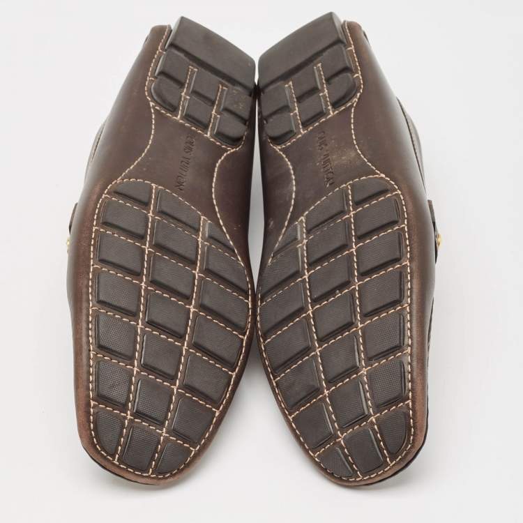 Pre Owned Louis Vuitton Brown Leather Monte Carlo Loafers Size 41.5