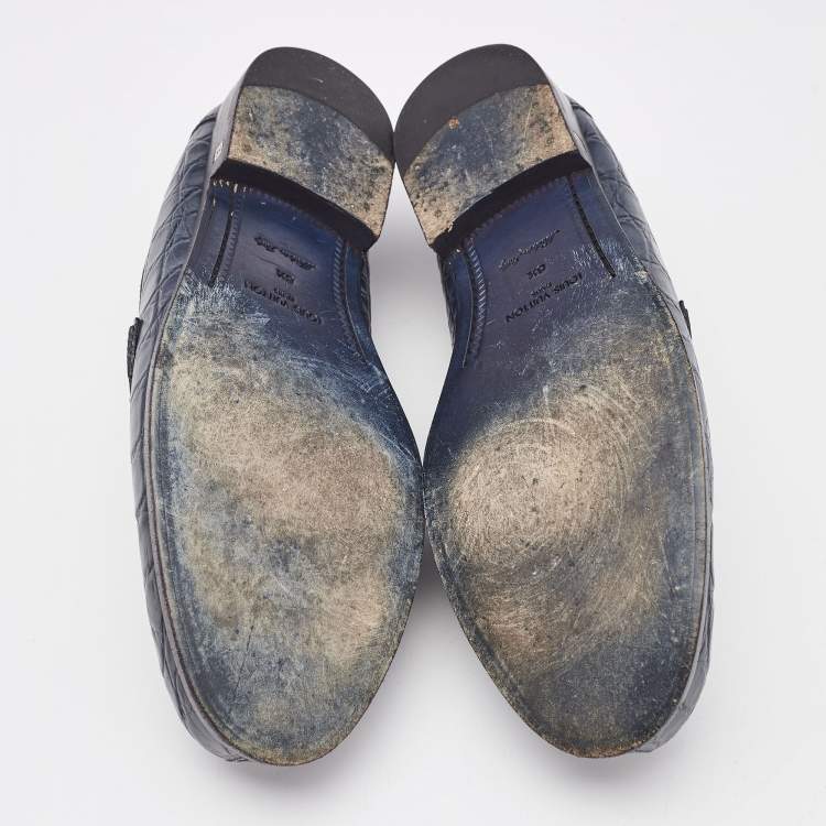 Pre Owned Louis Vuitton Blue Crocodile Major Loafers Size 42.5