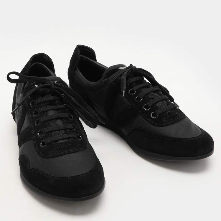 Pre Owned Louis Vuitton Black Nylon and Suede Fuselage Low-Top Sneakers Size 40