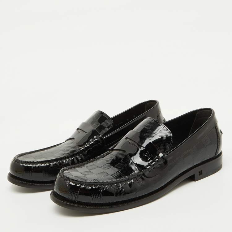 مملوكة مسبقًا Louis Vuitton Black Damier Infini Leather Graduation Loafers Size 42