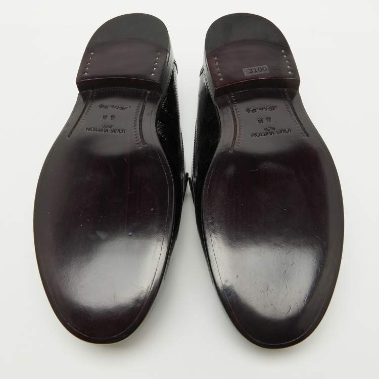 مملوكة مسبقًا Louis Vuitton Black Damier Infini Leather Graduation Loafers Size 42