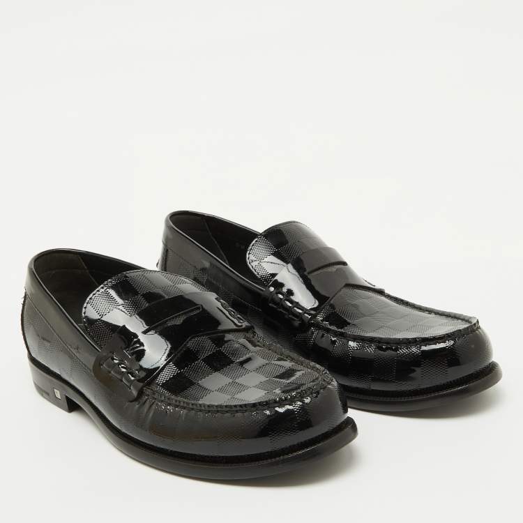 مملوكة مسبقًا Louis Vuitton Black Damier Infini Leather Graduation Loafers Size 42