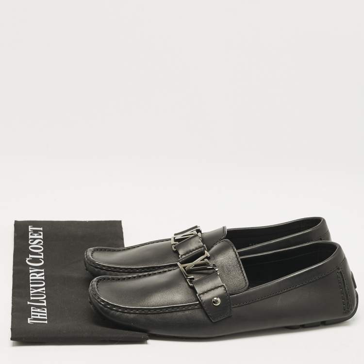 Pre Owned Louis Vuitton Black Leather Monte Carlo Loafers Size 44