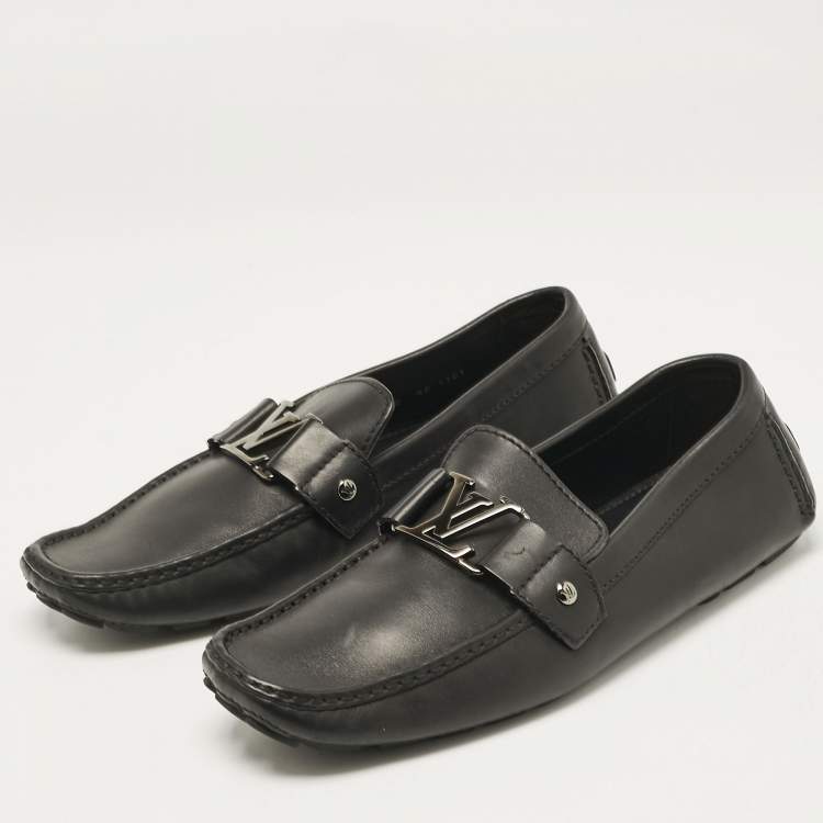 Pre Owned Louis Vuitton Black Leather Monte Carlo Loafers Size 44