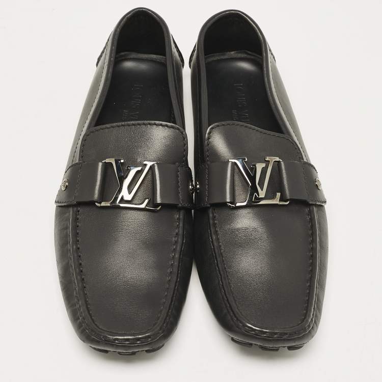 Pre Owned Louis Vuitton Black Leather Monte Carlo Loafers Size 44