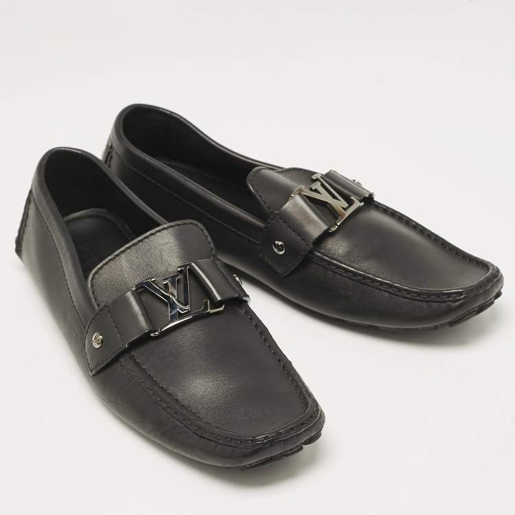 Pre Owned Louis Vuitton Black Leather Monte Carlo Loafers Size 44