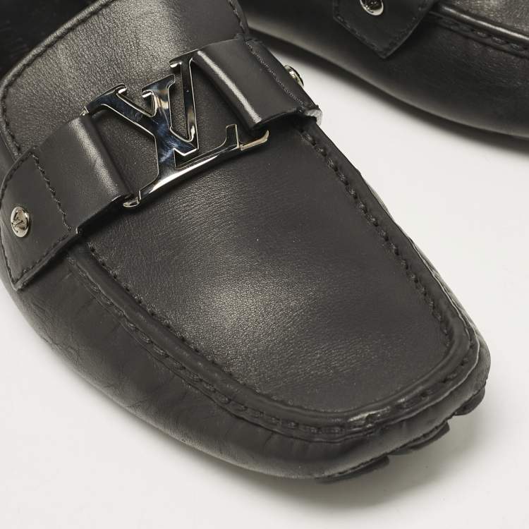 Pre Owned Louis Vuitton Black Leather Monte Carlo Loafers Size 44