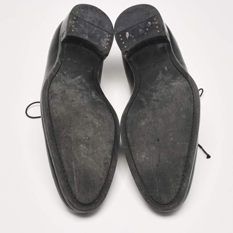 Pre Owned Louis Vuitton Black Damier Embossed Leather Lace Up Oxfords Size 43