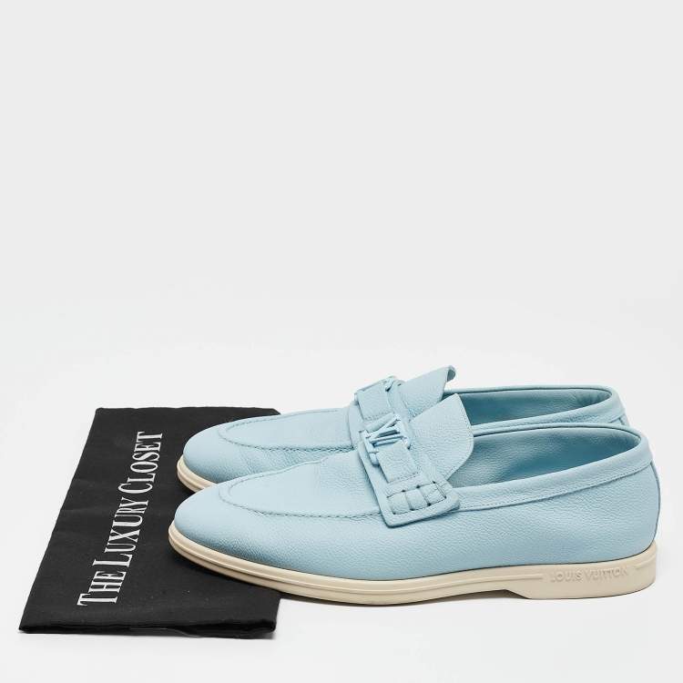 Pre Owned Louis Vuitton Blue Leather Estate Loafers Size 40