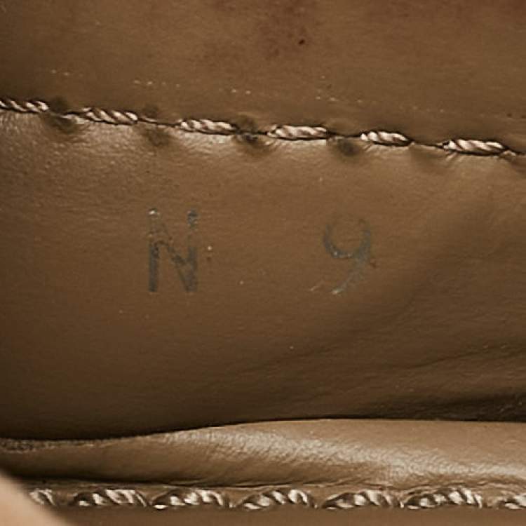 Pre Owned Louis Vuitton Brown Suede  Logo Bow Loafers Size 43