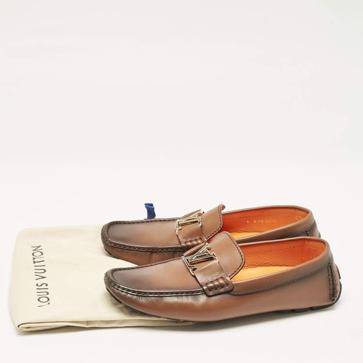 Pre Owned Louis Vuitton Brown Ombre Leather Monte Carlo Loafers Size 43