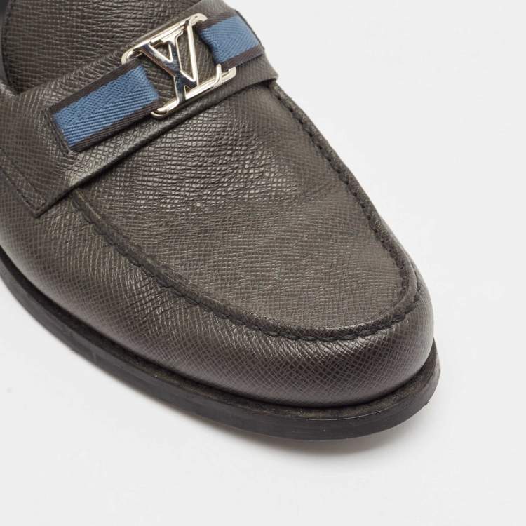 Pre Owned Louis Vuitton Black Leather Penny Loafers Size 42