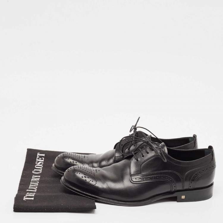 Pre Owned Louis Vuitton Black Leather Lace Up Derby Size 41