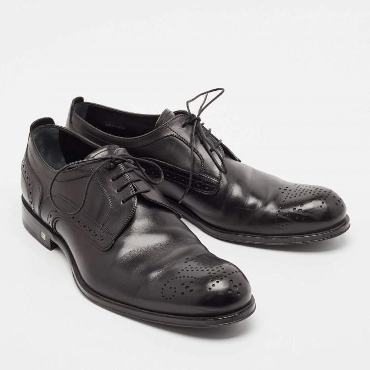 Pre Owned Louis Vuitton Black Leather Lace Up Derby Size 41