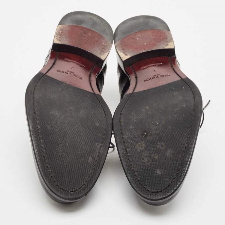 Pre Owned Louis Vuitton Black Leather Lace Up Derby Size 41