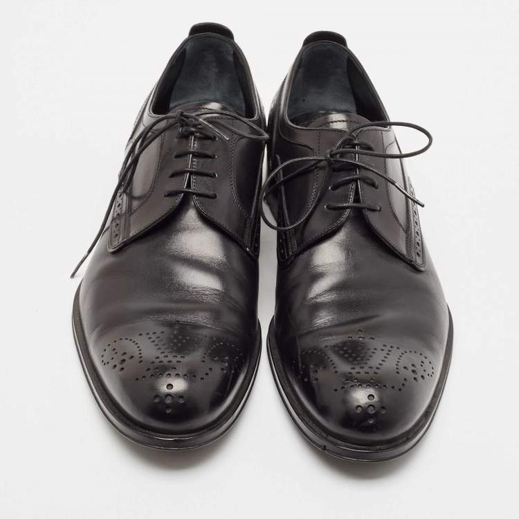 Pre Owned Louis Vuitton Black Leather Lace Up Derby Size 41