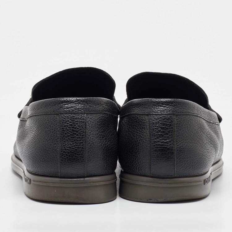 Pre Owned Louis Vuitton Black Leather Estate Slip On Loafers Size 42