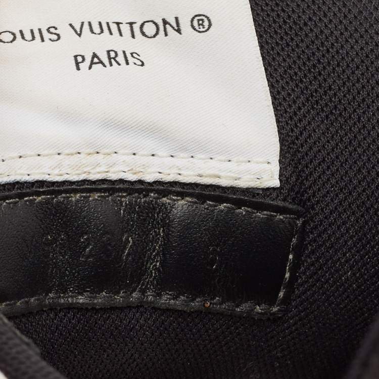 Pre Owned Louis Vuitton Black/White Leather and Monogram Denim LV Trainer Sneakers Size 40