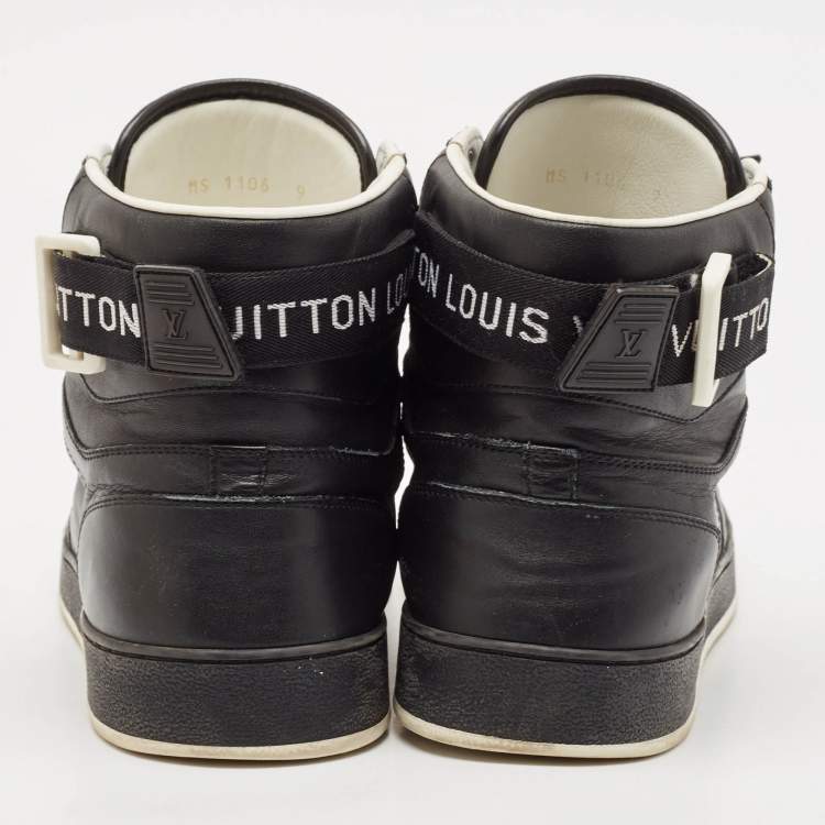 Pre Owned Louis Vuitton Black Leather Rivoli High Top Sneakers Size 43