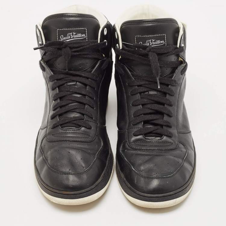 Pre Owned Louis Vuitton Black Leather Rivoli High Top Sneakers Size 43