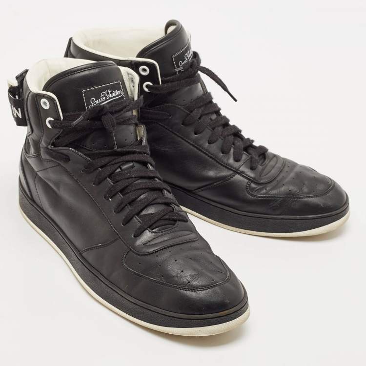 Pre Owned Louis Vuitton Black Leather Rivoli High Top Sneakers Size 43