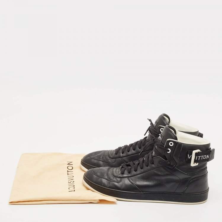 Pre Owned Louis Vuitton Black Leather Rivoli High Top Sneakers Size 43