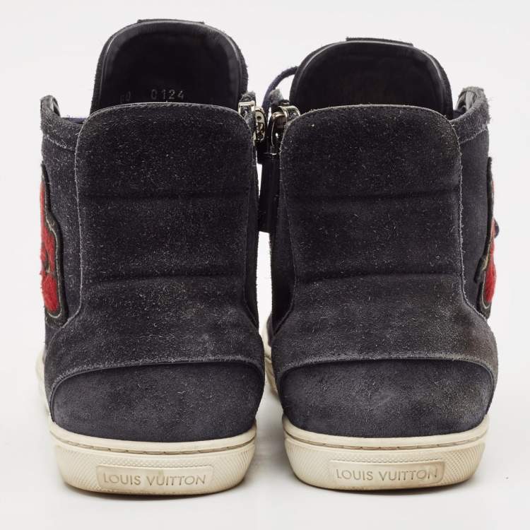 Pre Owned Louis Vuitton Blue Suede High Top Sneakers Size 42