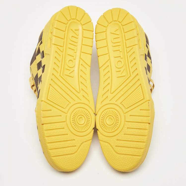 Pre Owned Louis Vuitton Yellow Damier Pop Leather LV Trainer Sneakers Size 44.5