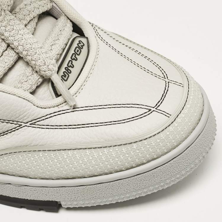 Pre Owned Louis Vuitton Grey Leather LV Skate Sneakers Size 43