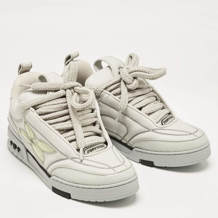 Pre Owned Louis Vuitton Grey Leather LV Skate Sneakers Size 43