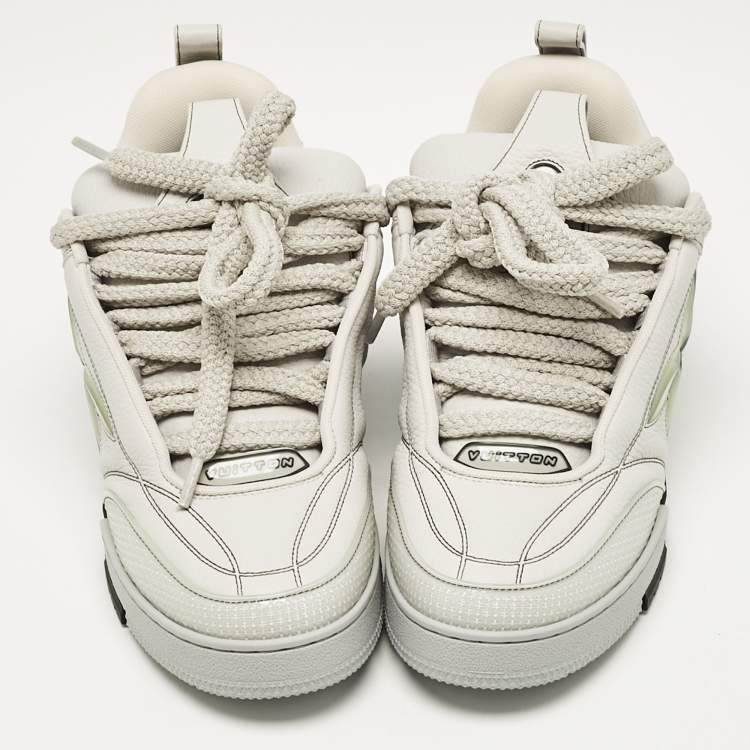 Pre Owned Louis Vuitton Grey Leather LV Skate Sneakers Size 43