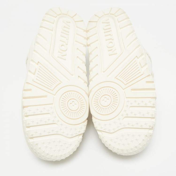 Pre Owned Louis Vuitton White Leather LV Trainer Maxi Sneakers Size 44