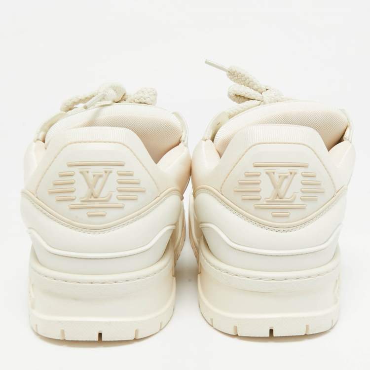 Pre Owned Louis Vuitton White Leather LV Trainer Maxi Sneakers Size 44