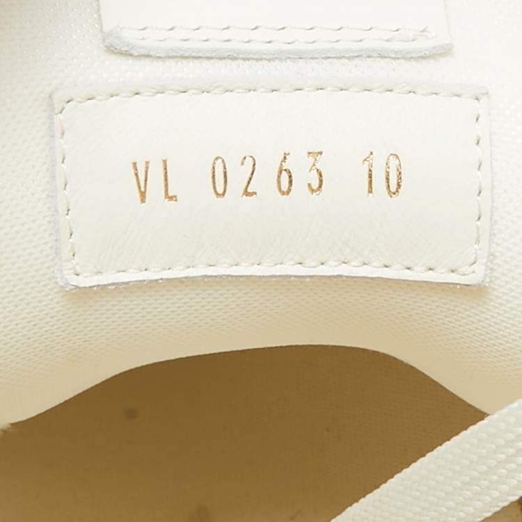 Pre Owned Louis Vuitton Orange/White Damier Leather LV Trainer Sneakers Size 44