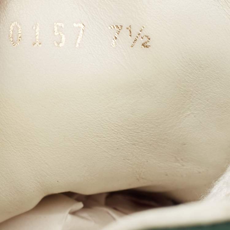 Pre Owned Louis Vuitton White/Green Crocodile Leather and Leather Luxembourg Lace Up Sneakers Size 41.5