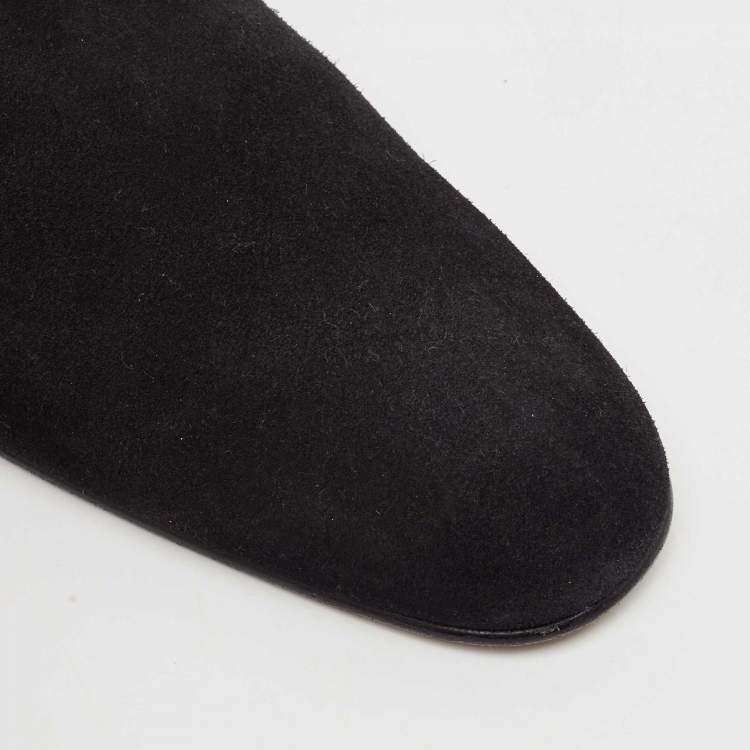 Pre Owned Louis Vuitton Black Suede Warren Ankle Length Boots Size 42.5