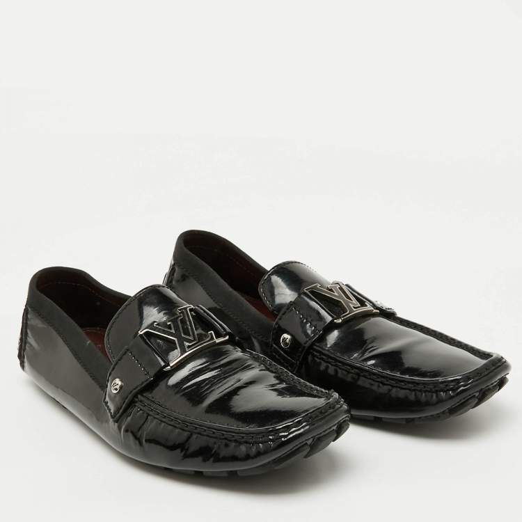 Pre Owned Louis Vuitton Black Patent Leather Monte Carlo Loafers Size 44.5