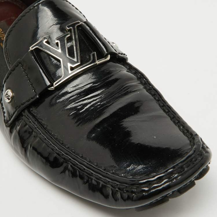 Pre Owned Louis Vuitton Black Patent Leather Monte Carlo Loafers Size 44.5