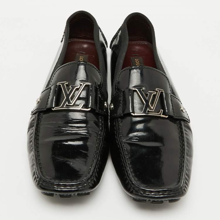 Pre Owned Louis Vuitton Black Patent Leather Monte Carlo Loafers Size 44.5