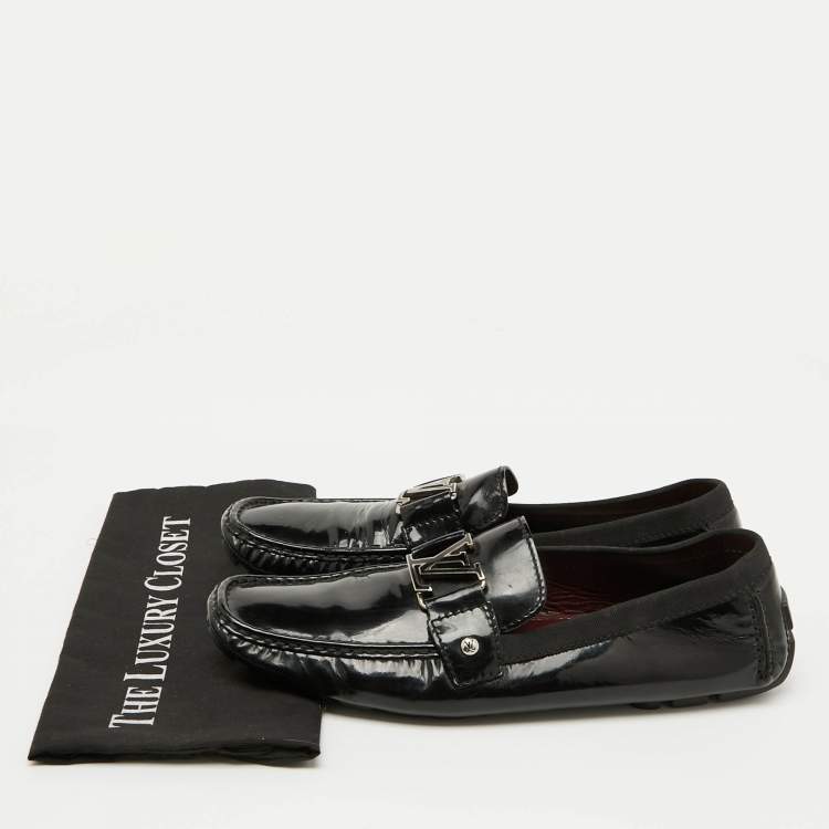 Pre Owned Louis Vuitton Black Patent Leather Monte Carlo Loafers Size 44.5