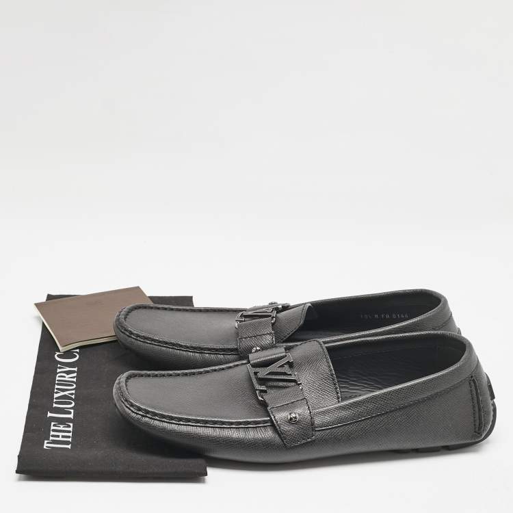 Pre Owned Louis Vuitton Black Leather Monte Carlo Loafers Size 44.5